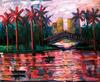 Painting by Carlos Almaraz, Echo Park Bridge at Night (1989)